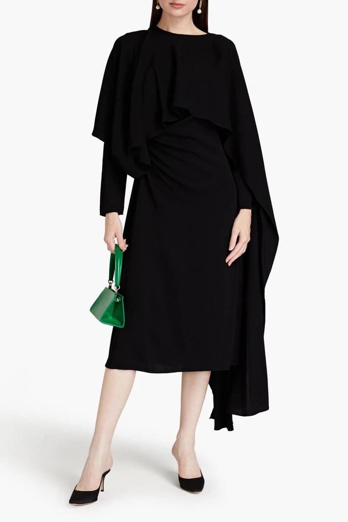 Valentino Cape-effect draped stretch-cady midi dress 2