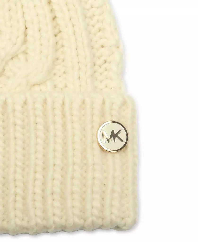 Michael Kors Soft Knit Tangled Aran Cuff Pom Beanie 4