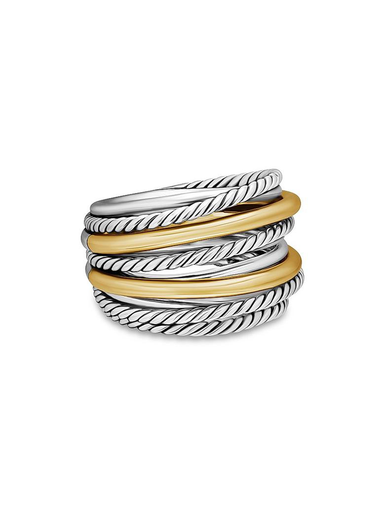David Yurman Crossover Wide Ring with 18K Yellow Gold