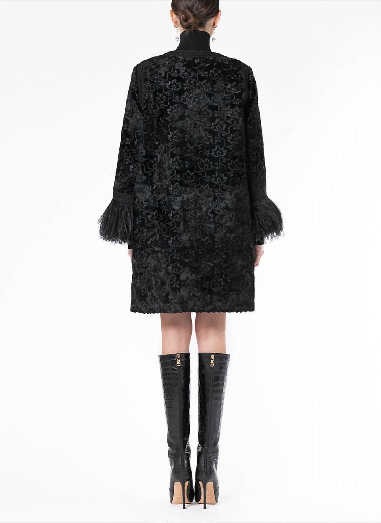 Andrew Gn Jacquard Zip Coat In Black