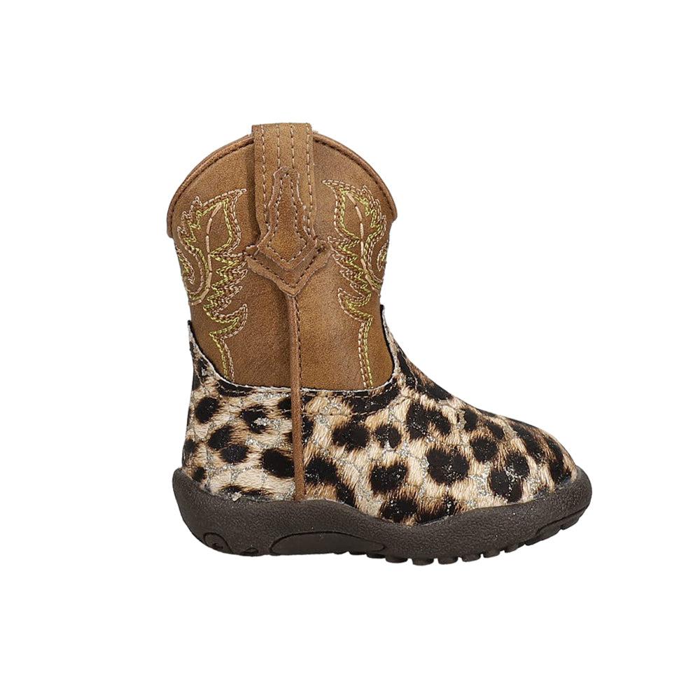Roper Glitter Leopard Round Toe Cowboy Boots (Infant-Toddler)
