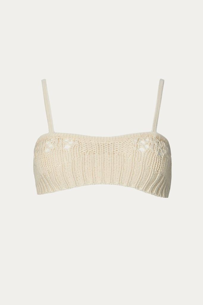 GOEN.J Crochet Knit Bra In Natural Beige