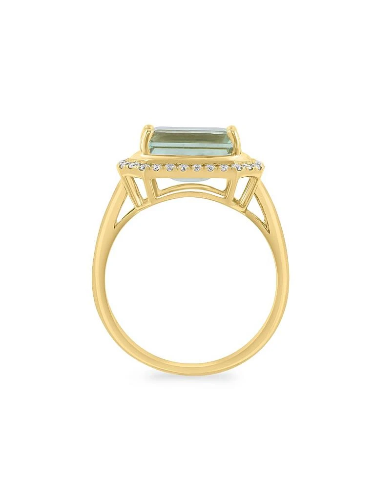 Saks Fifth Avenue Collection 14K Yellow Gold, Green Amethyst 
0.25 TCW Diamond Halo Ring 4
