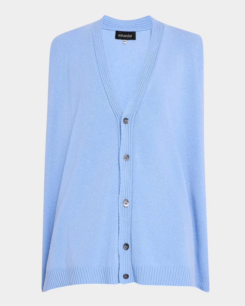 Eskandar A-Line Sleeveless V-Neck Cashmere Cardigan (Mid Plus Length) 1