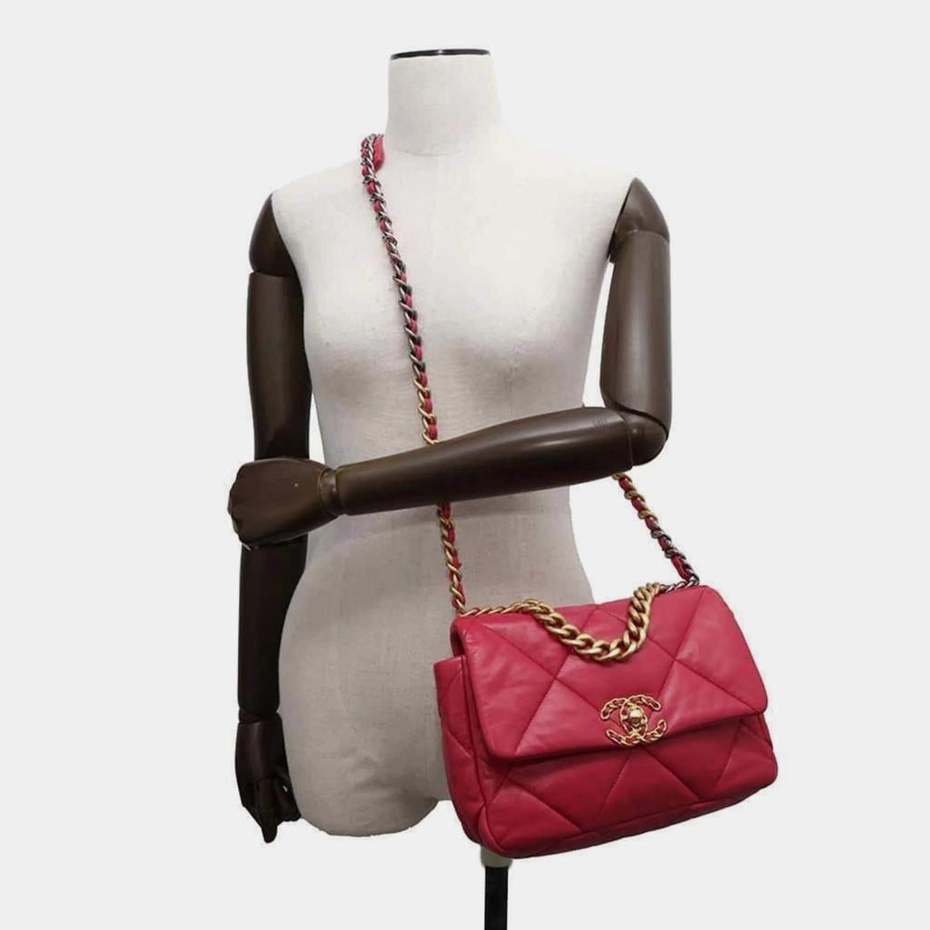 Chanel Chanel Pink Lambskin Leather 19 Flap Chain Shoulder Bag