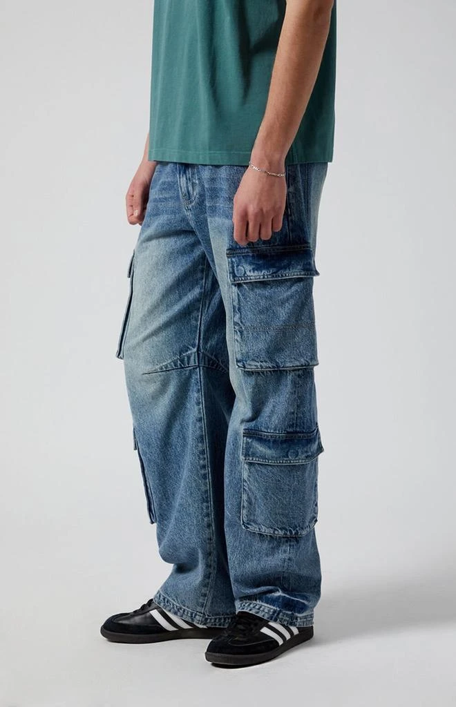 PacSun Mason Baggy Barrel Jeans Cargo Dark Indigo 4