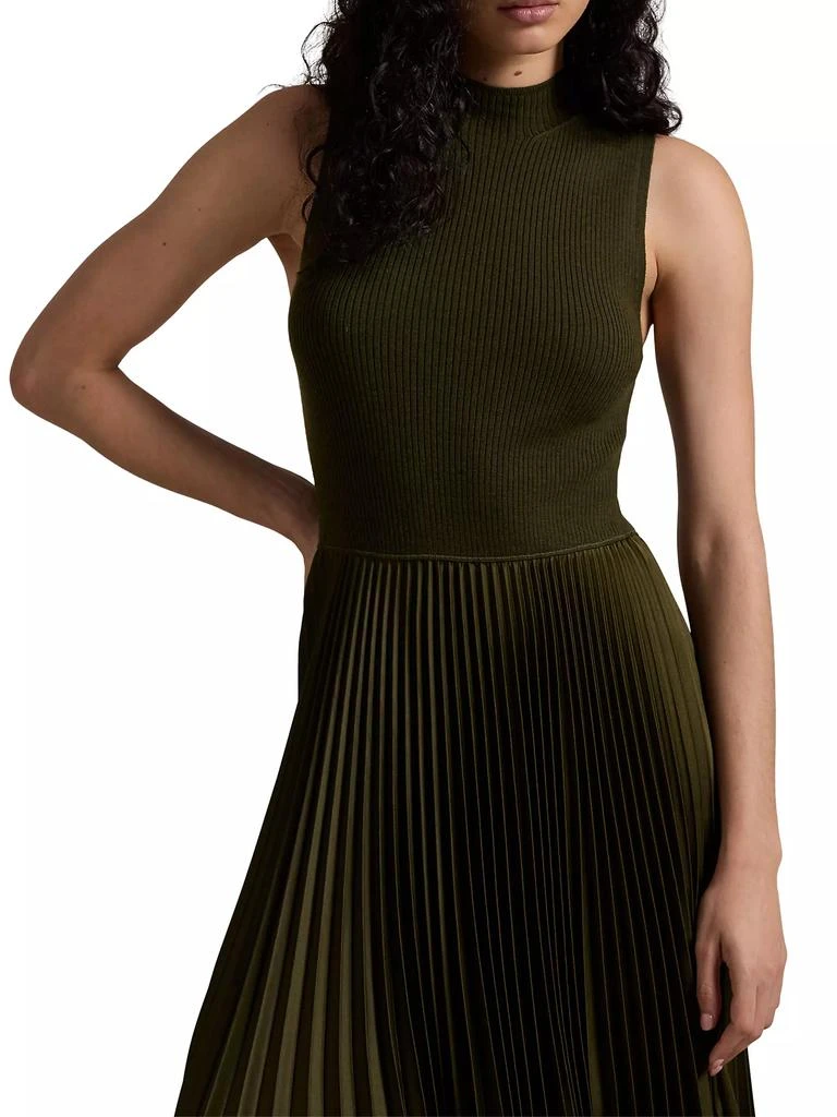 Ralph Lauren Pleated Sleeveless Mock Turtleneck Midi-Dress 4