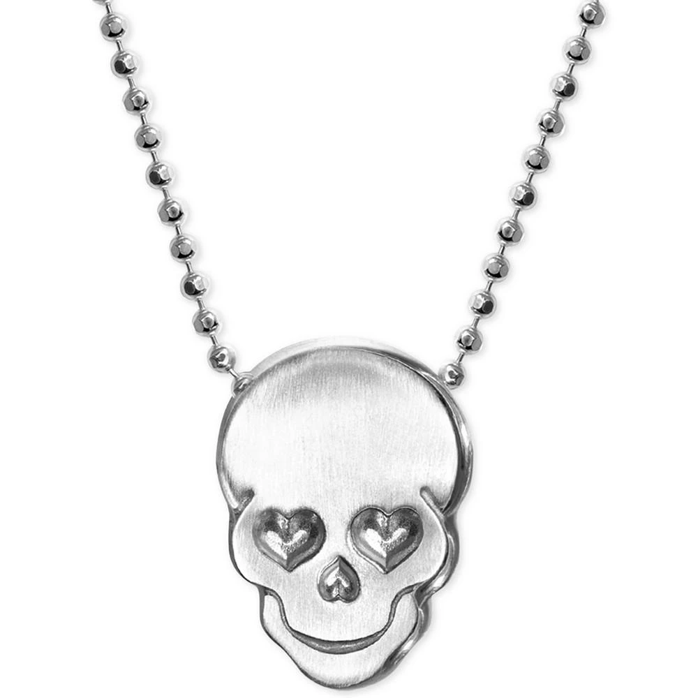 Alex Woo Love Skull Beaded Pendant Necklace in Sterling Silver 1