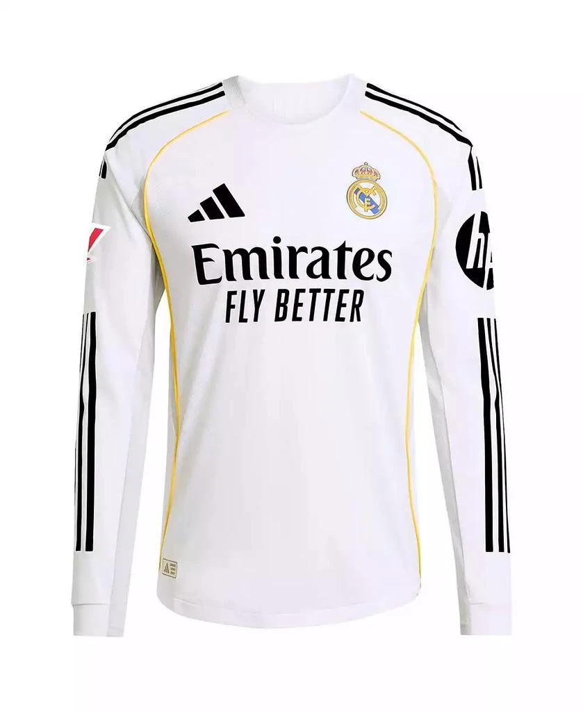 Adidas Men's Kylian Mbappé White Real Madrid 2025/26 Home Authentic Long Sleeve Jersey 2