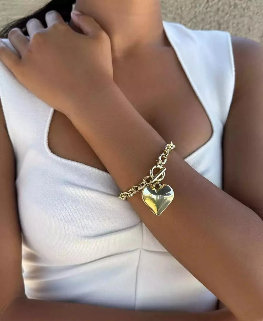ADORNIA Gold Puffy Heart Link Bracelet 4