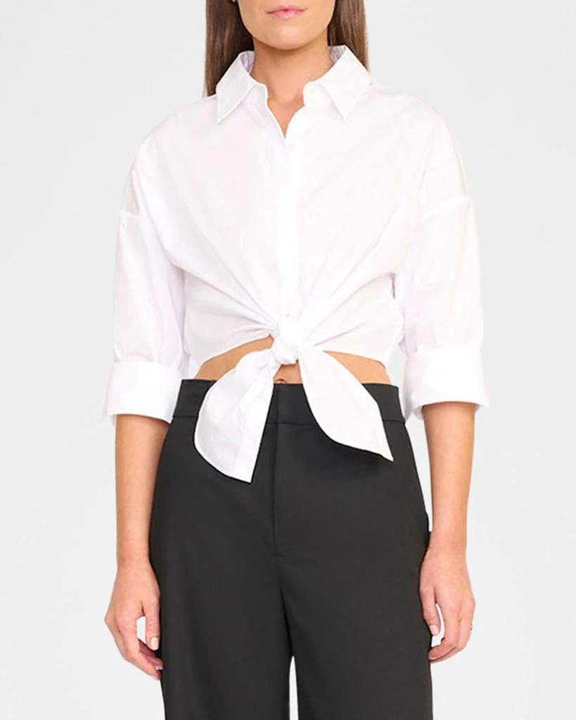 Staud Lisa Tie-Front Cotton Shirting Crop Top 4