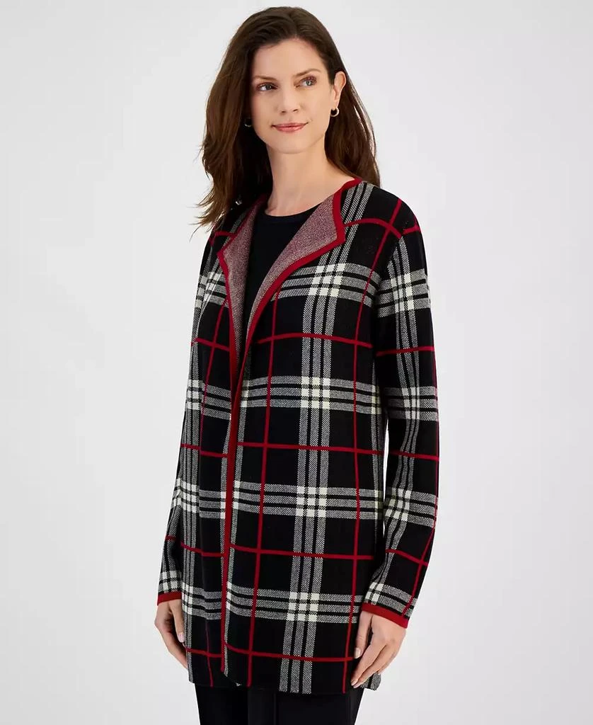 Kasper Women's Plaid Open-Front Cardigan 1