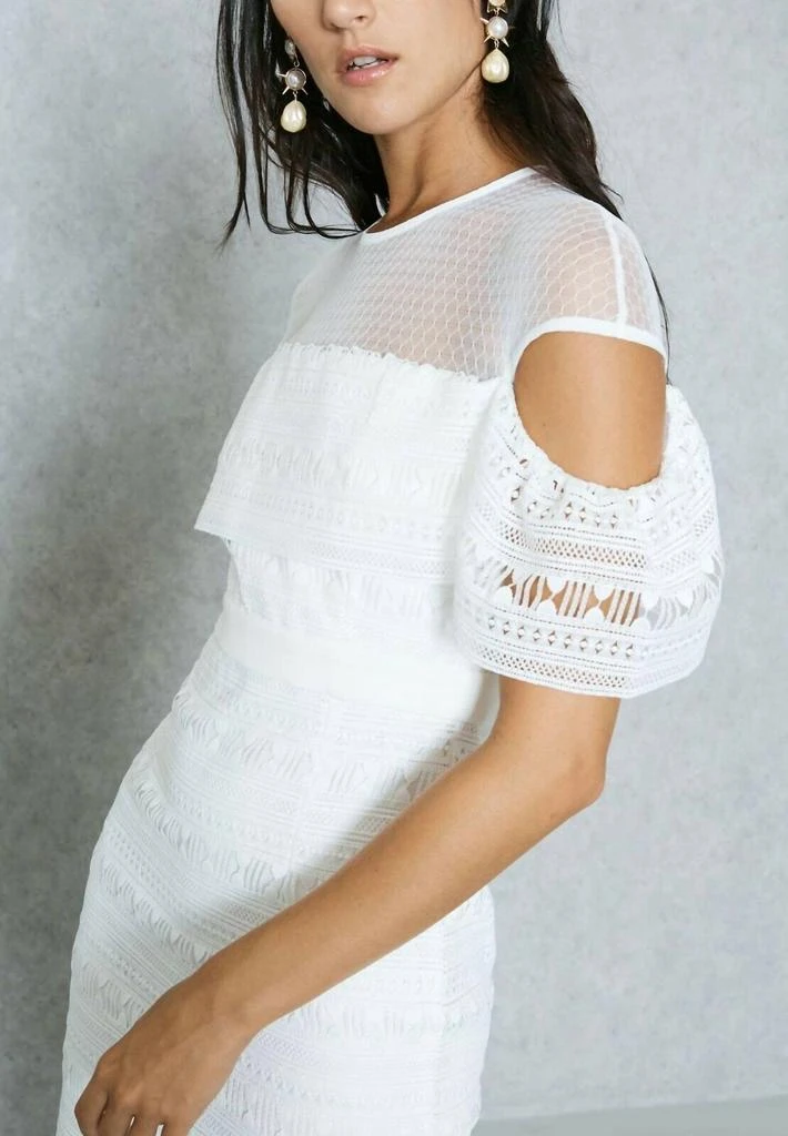 Bardot Bardot - Embroidery Lace Cut Out Ruffle Sleeve Cocktail Dress 5