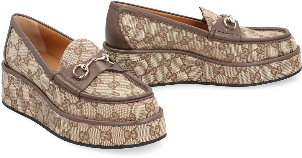 Gucci  LOAFER WITH PLATFORM AND HORSEBIT IN ORIGINAL GG FABRIC 3