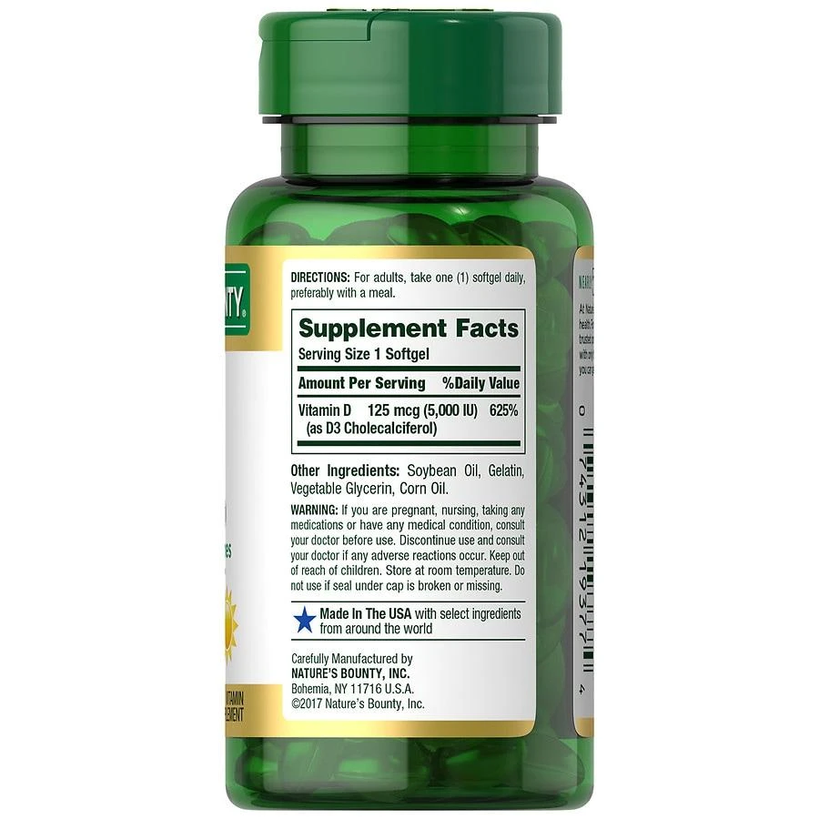 Nature's Bounty D3-5000 IU Vitamin Supplement Softgels 3