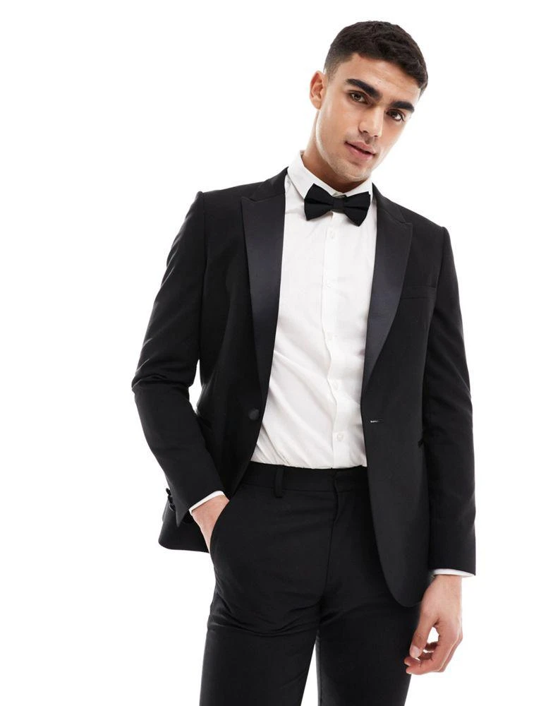 ASOS ASOS DESIGN new skinny tuxedo jacket in black 1