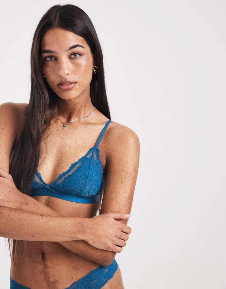 Cotton On Cotton On everyday lace triangle padded bralette in teal