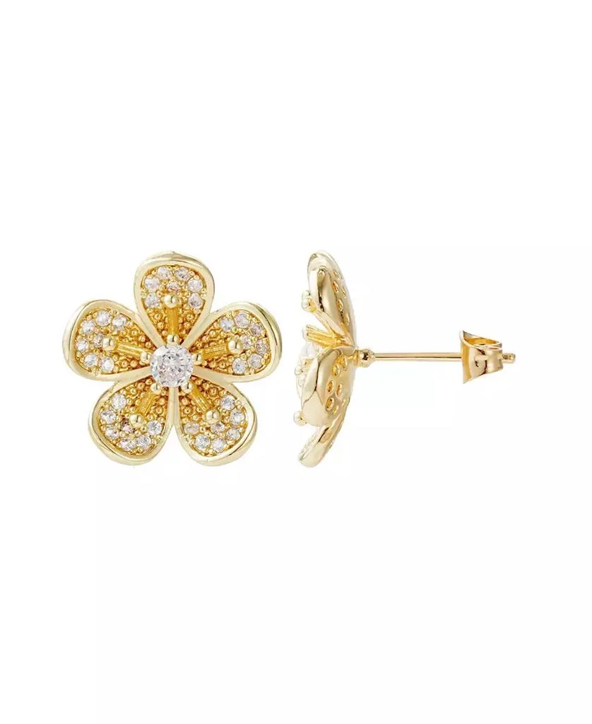 ADORNIA Gold CZ Flower Stud Earrings