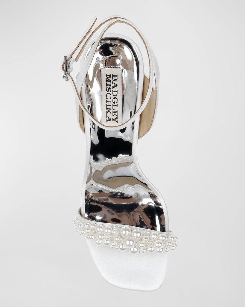 Badgley Mischka Calida Pearly Ankle-Strap Silk Sandals 4