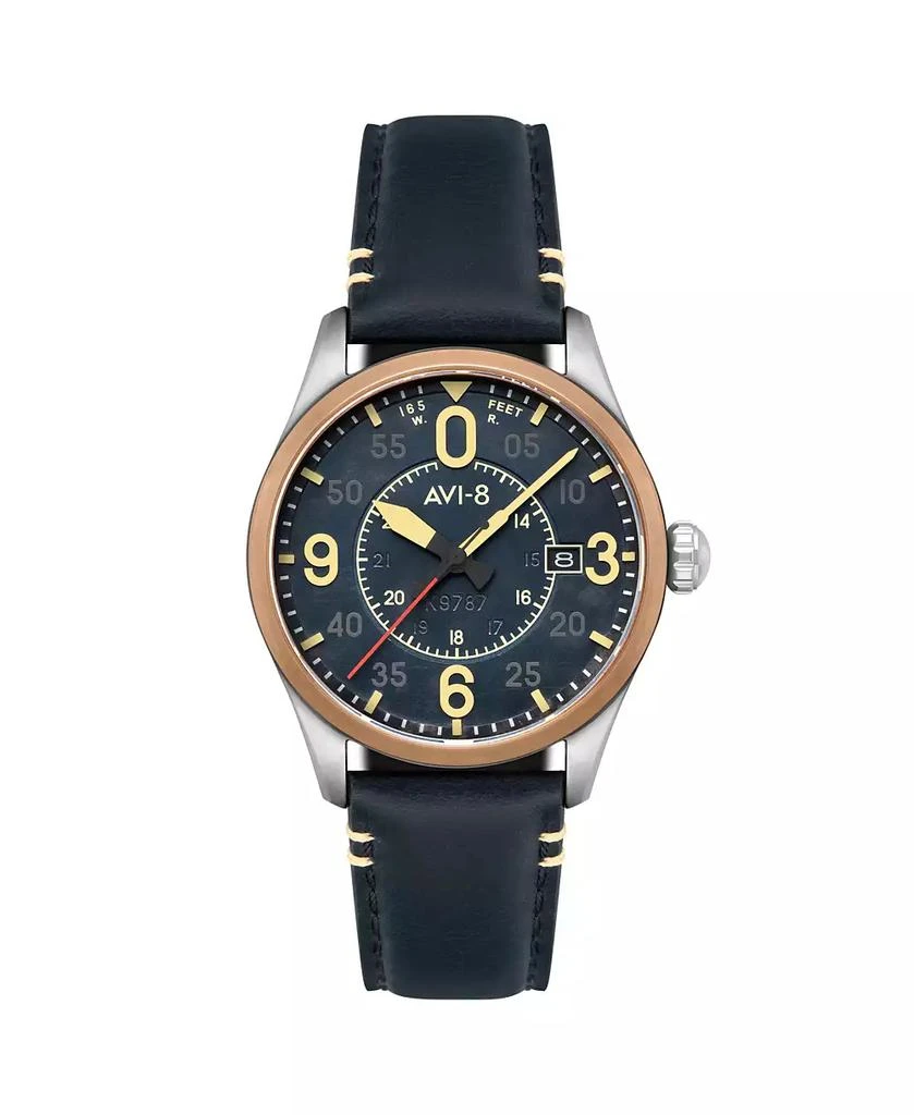 AVI-8 Men's Spitfire Smith Automatic Blue Leather Strap Watch 1
