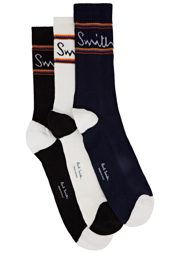 Paul Smith Logo cotton-blend sports socks - set of three 1