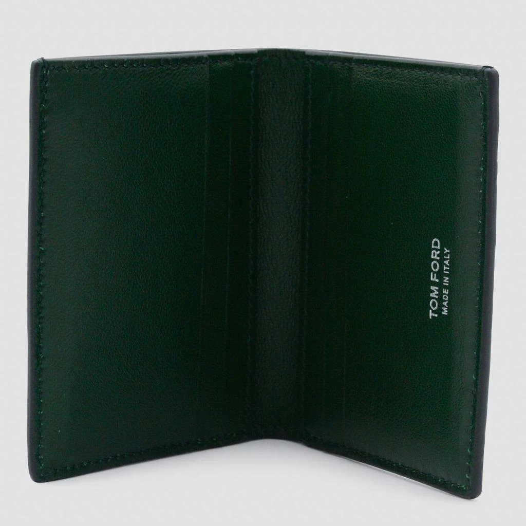 Tom Ford Tom Ford Dark Green Leather Card Holder 3