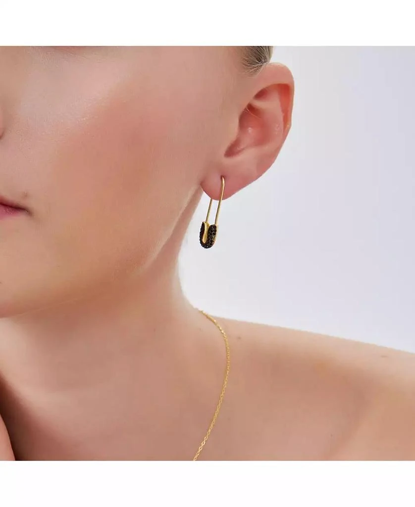 Spero London Black Pave Safety Pin Earring Jewelled Sterling Silver 4