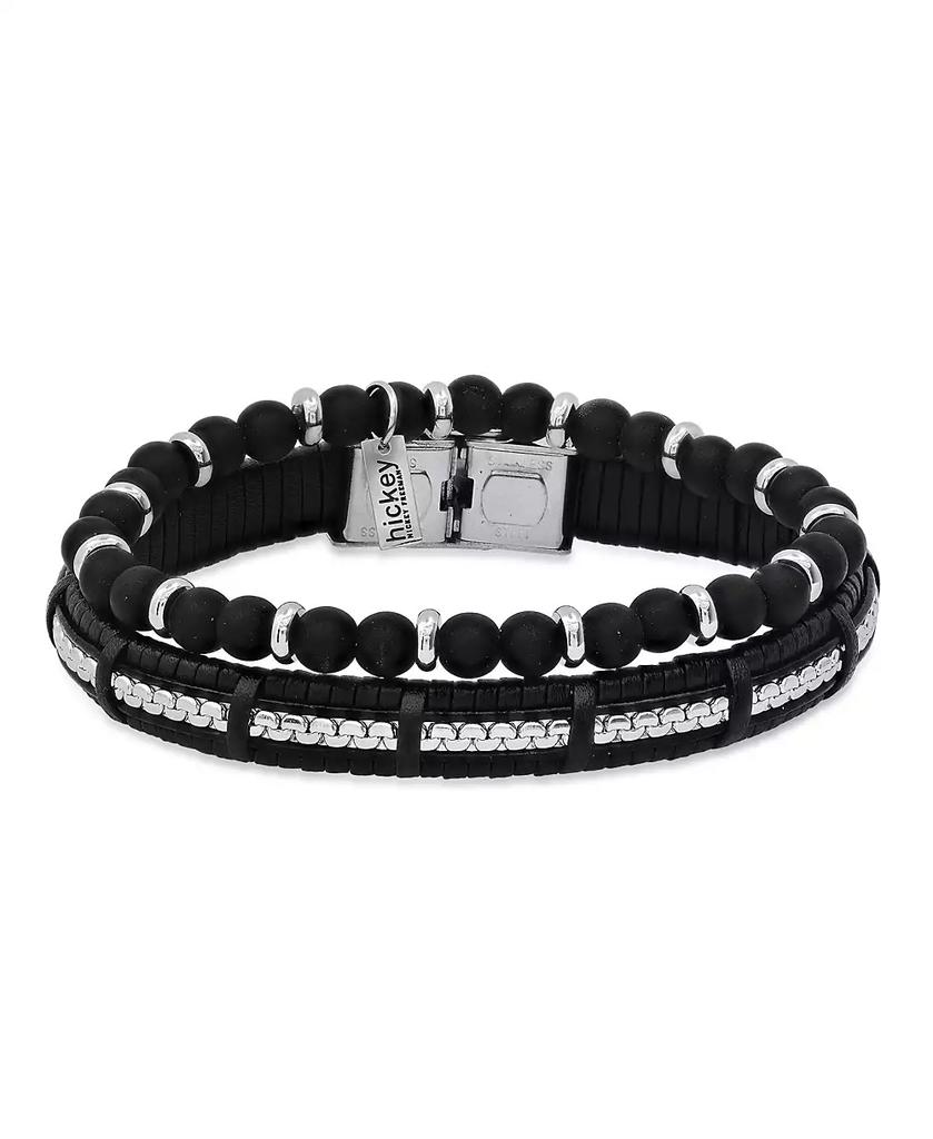 Hickey Freeman Genuine Leather Bracelet, 2 Piece Set