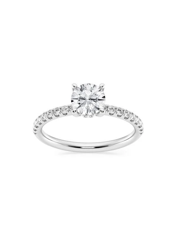 Saks Fifth Avenue Build Your Own Collection 14K White Gold 
Lab Grown Round Diamond Hidden Halo Engagement Ring 1