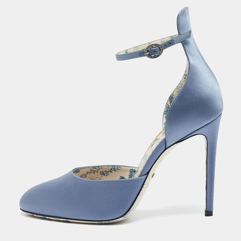 Gucci Gucci Blue Satin Daisy D'orsay Pumps Size 39 - High Heels