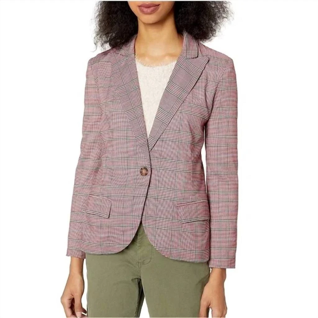 BB Dakota Bb Dakota - Just Checking In Rouge Plaid Blazer
