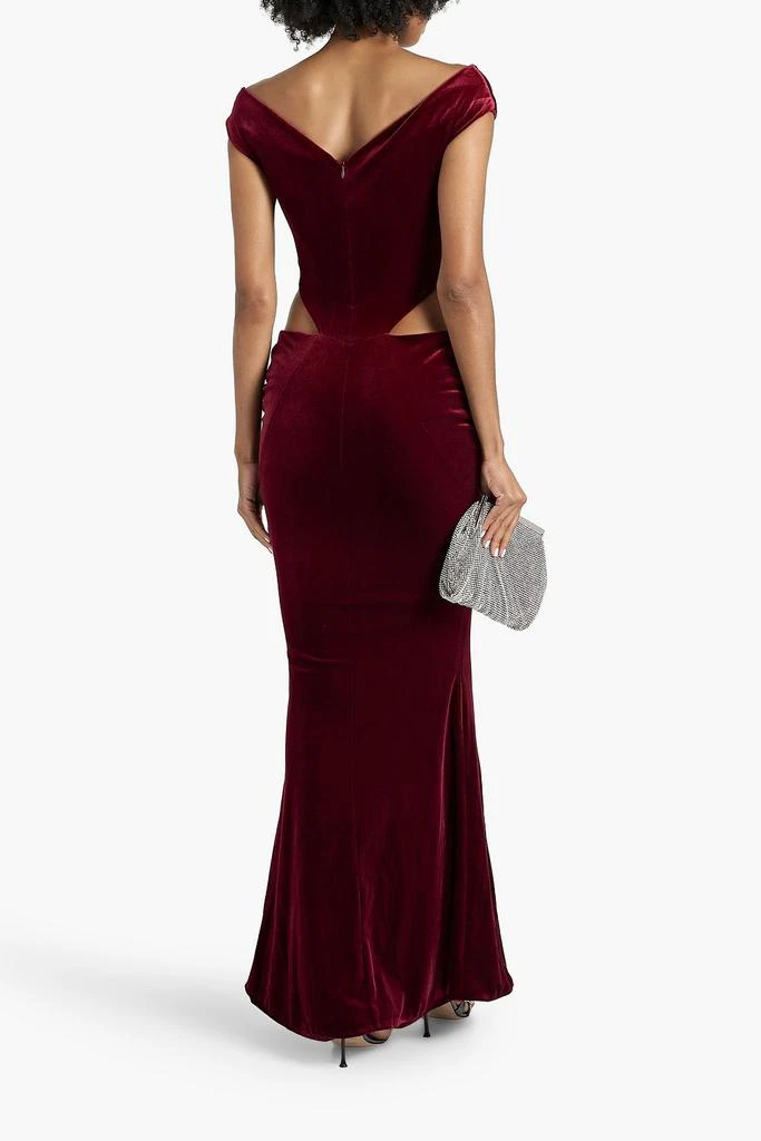retrofête Giada off-the-shoulder cutout velvet gown 3