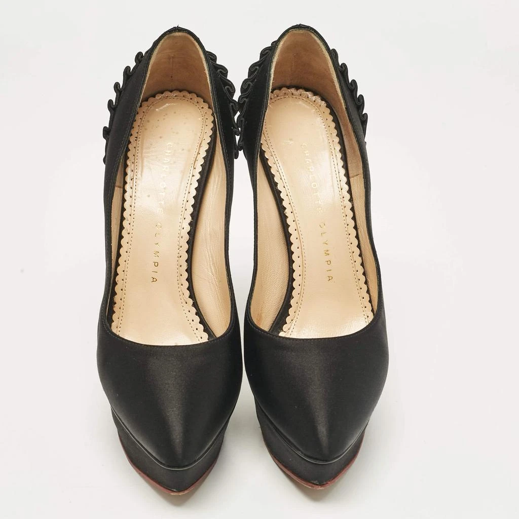 Charlotte Olympia Charlotte Olympia Black Satin Paloma Platform Pumps Size 37.5 3