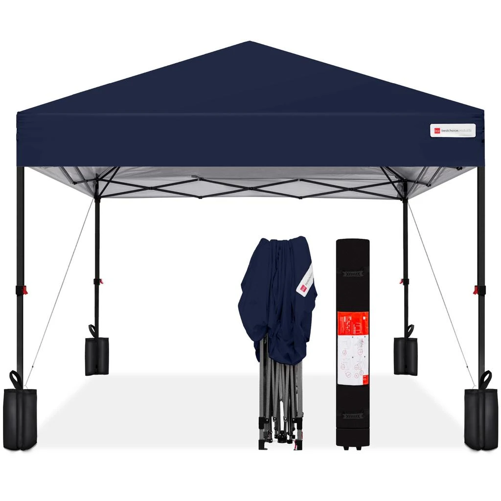 Best Choice Products 12x12ft Easy Setup Pop Up Canopy w/ 1-Button Setup, Wheeled Case, 4 Weight Bags 16
