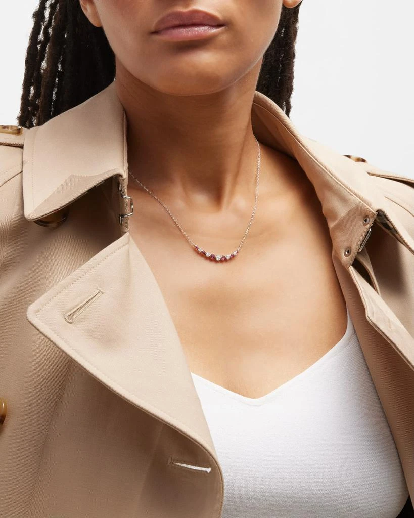 Neiman Marcus Diamonds 18K White Gold Round Ruby and Round Diamond GH/SI1 Smily Necklace, 18"L, 1.13tcw 5