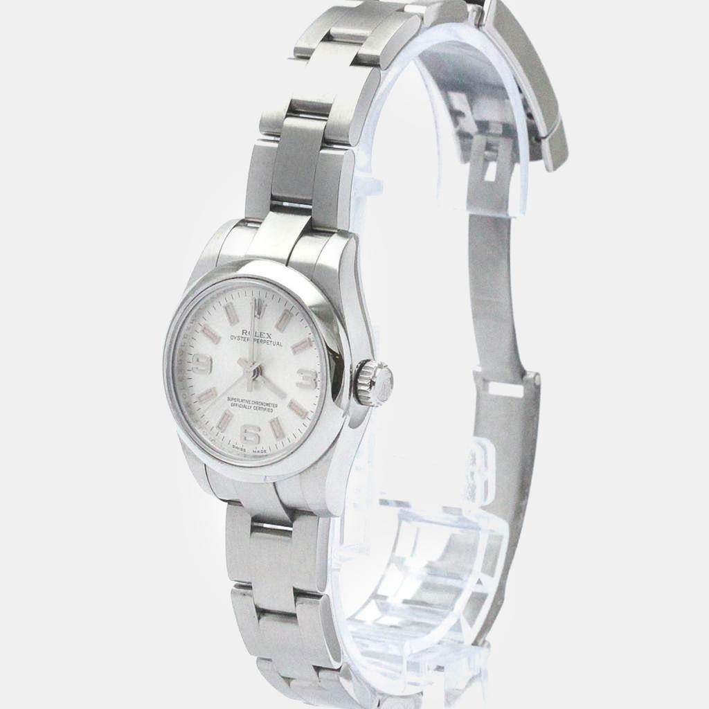 Rolex Rolex Silver Stainless Steel Oyster Perpetual Automatic Women's Wristwatch 26 mm