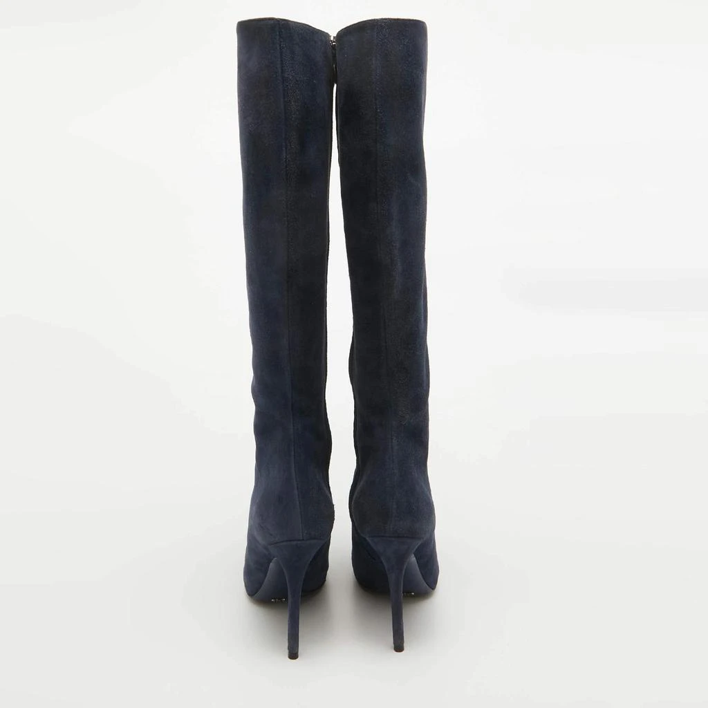 Dior Dior Blue Suede Knee Length Boots Size 37 5