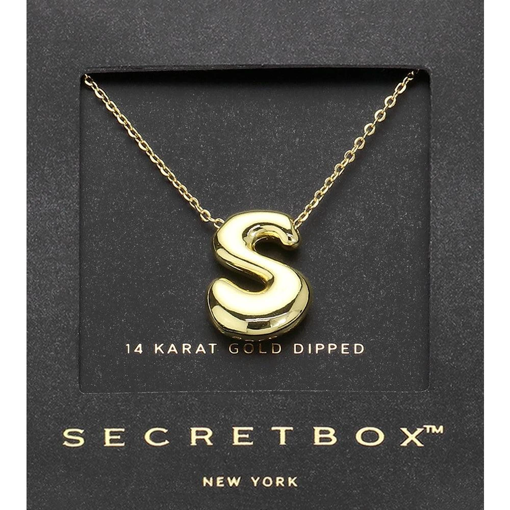 FASHNZFAB SECRET BOX_ -S- 14K Gold Dipped Bubble Initial Monogram Pendant Necklace