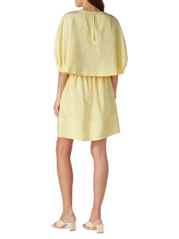 Tibi Gemma Linen Blend Cape Dress