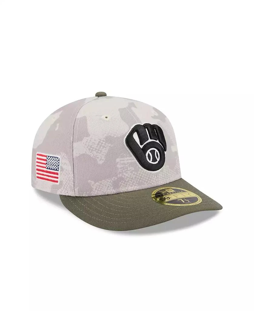 New Era Men's Light Beige/Olive Milwaukee Brewers 2025 Armed Forces Day Low Profile 59FIFTY Fitted Hat 2
