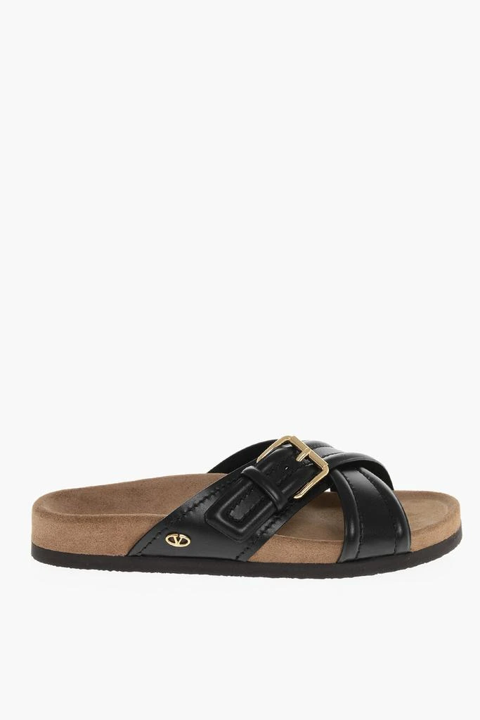 Valentino Valentino Leather Criss Cross Sliders with Rubber Sole 3
