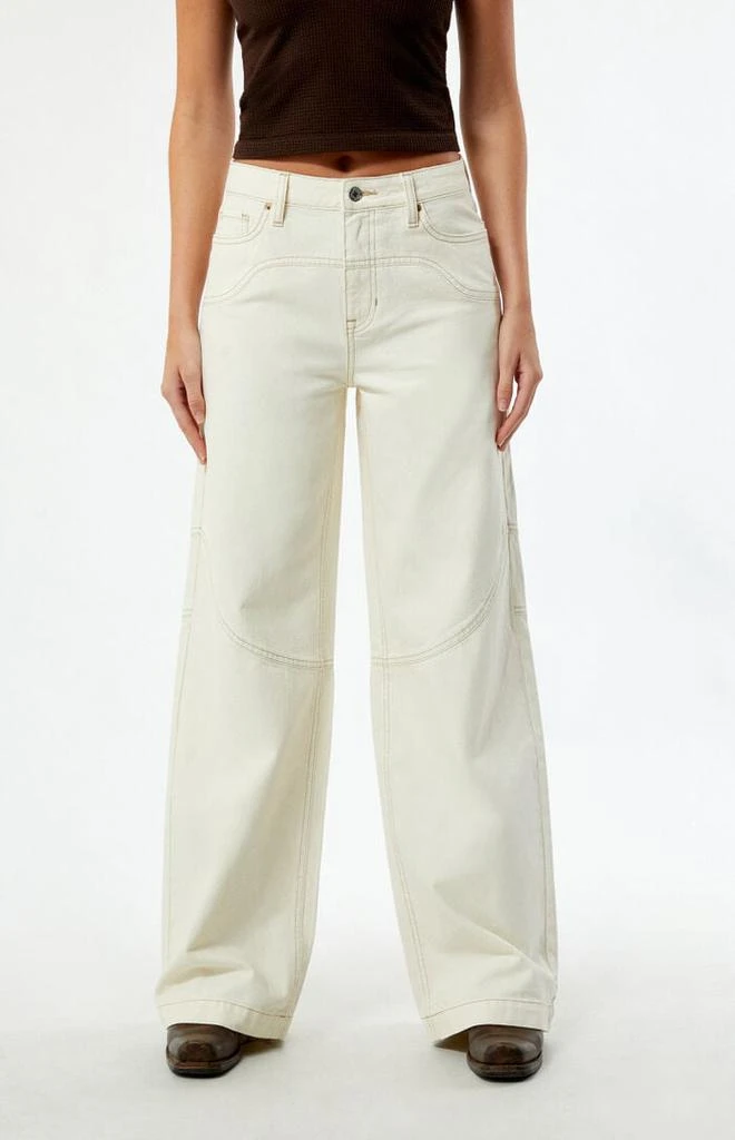 PacSun Jessie Off White Cowboy High Waisted Baggy Jeans 2