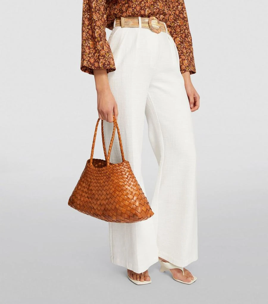 DRAGON DIFFUSION Large Leather Woven Santa Croce Tote Bag 4