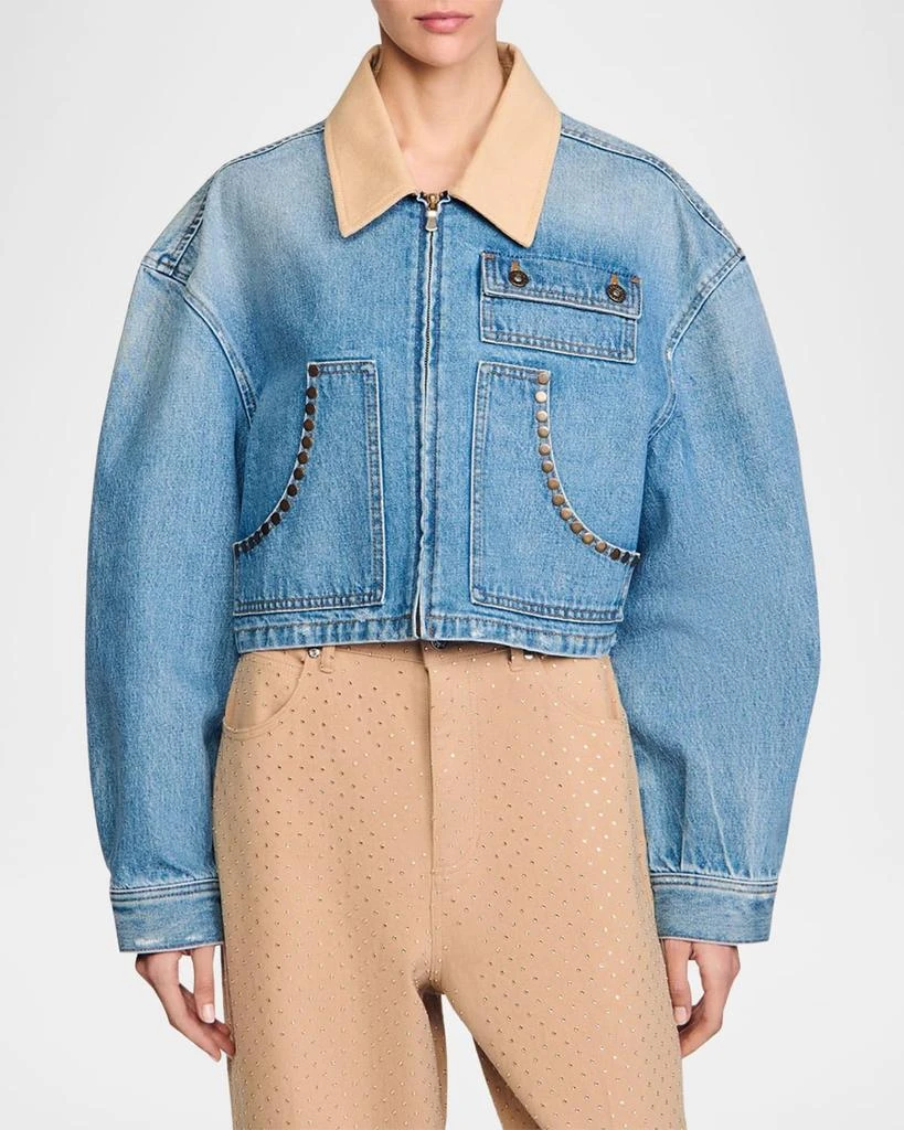 Sandro Kansas Studded Denim Jacket 4