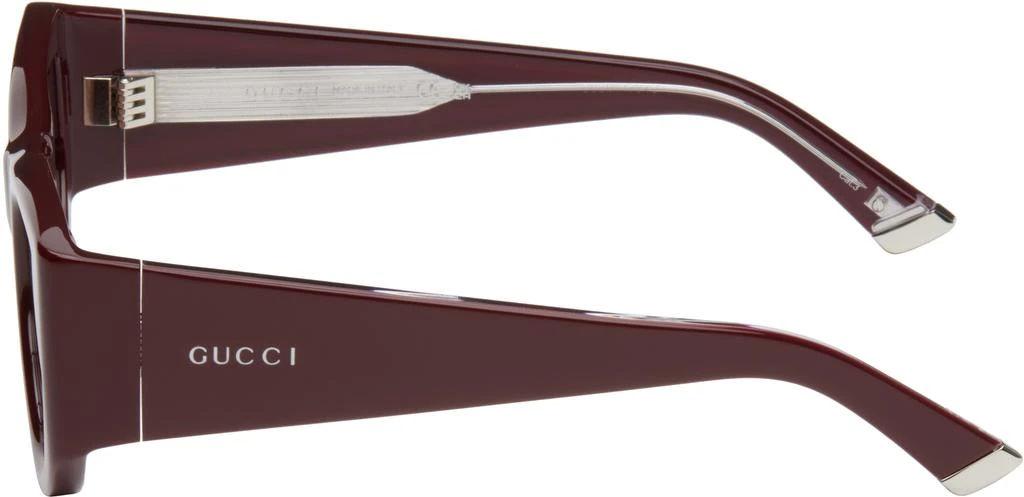 Gucci Burgundy Rectangular-Frame Sunglasses 3