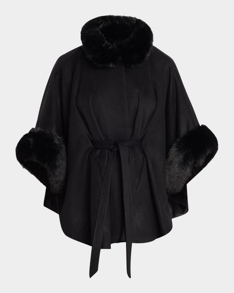 Sofia Cashmere Cashmere Shawl W/ Faux Fur Trim 1