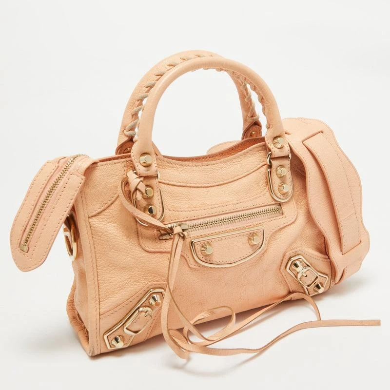 Balenciaga Peach Leather Mini Classic Metallic Edge City Bag 2