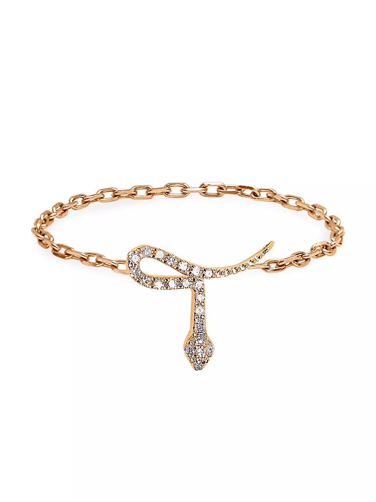 DJULA Magic Touch 18K White Gold & Diamond Snake Chain Ring