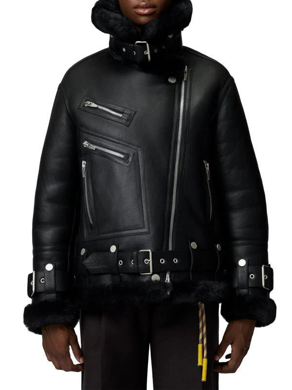 The Arrivals Moya Leather & Shearling Moto Jacket 1