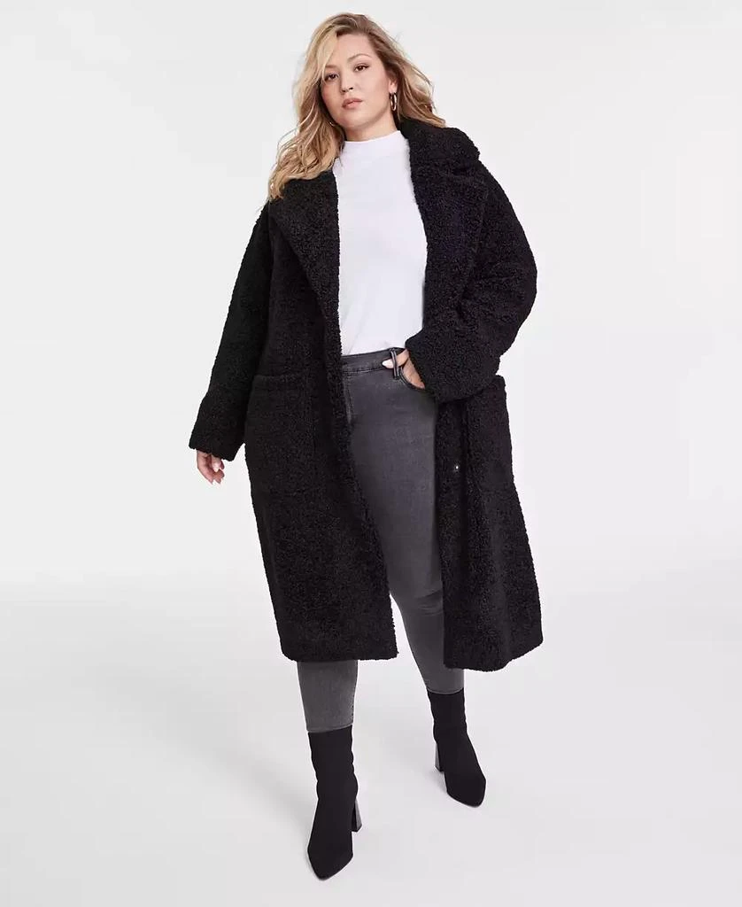 BCBG Plus Size Notched-Collar Teddy Coat 1